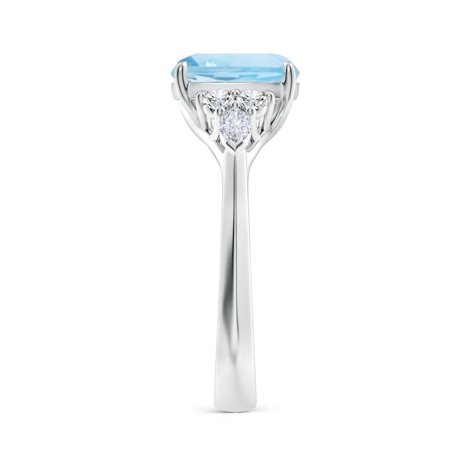 9mm AAA Cushion Aquamarine Side Stone Engagement Ring with Diamonds in P950 Platinum side 299