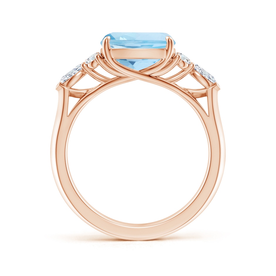 9mm AAA Cushion Aquamarine Side Stone Engagement Ring with Diamonds in Rose Gold side 199