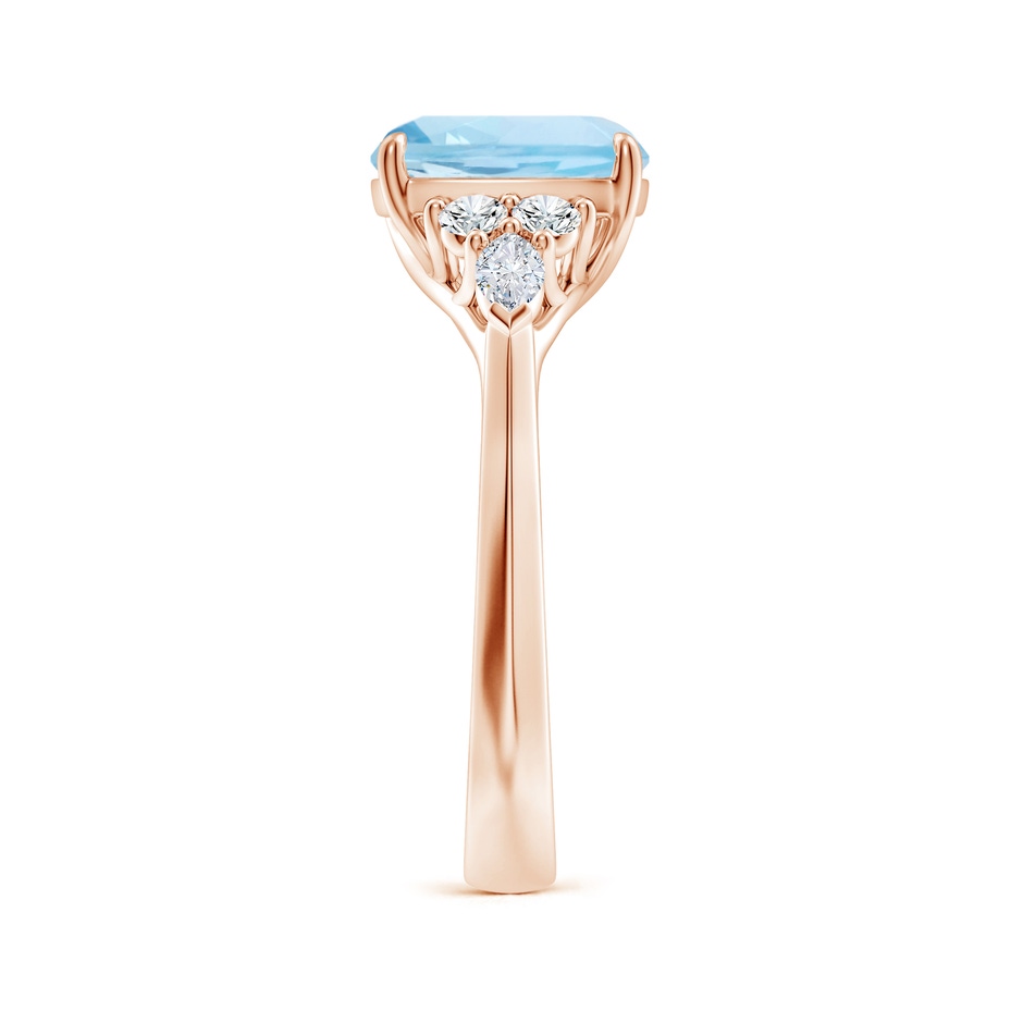 9mm AAA Cushion Aquamarine Side Stone Engagement Ring with Diamonds in Rose Gold side 299