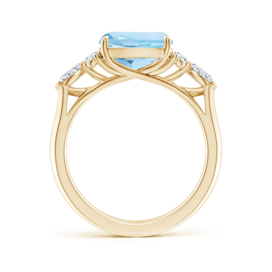 9mm AAA Cushion Aquamarine Side Stone Engagement Ring with Diamonds in Yellow Gold side 199