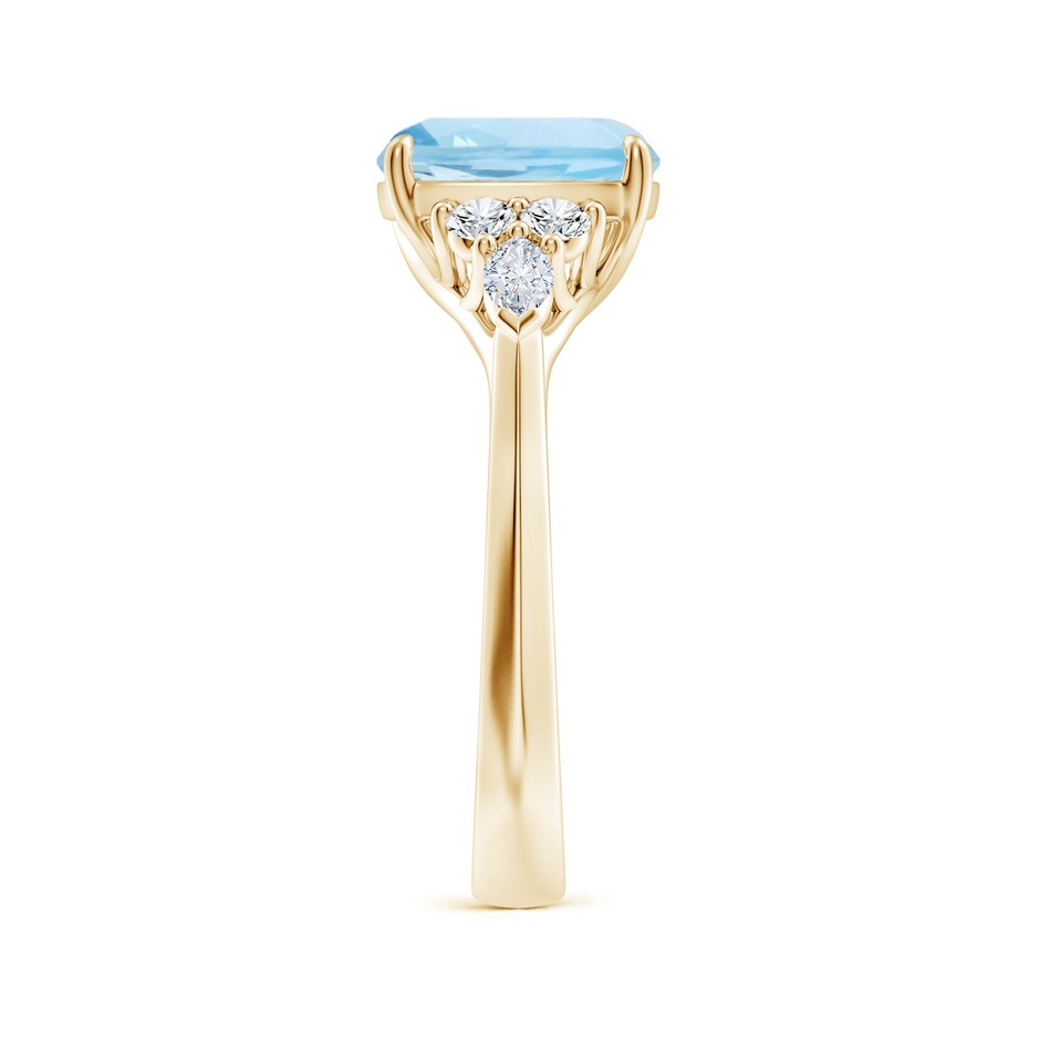 9mm AAA Cushion Aquamarine Side Stone Engagement Ring with Diamonds in Yellow Gold side 299