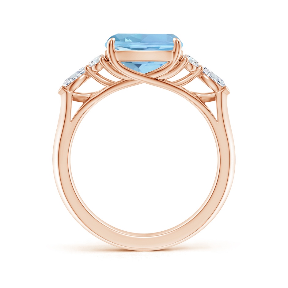 9mm AAAA Cushion Aquamarine Side Stone Engagement Ring with Diamonds in Rose Gold side 199