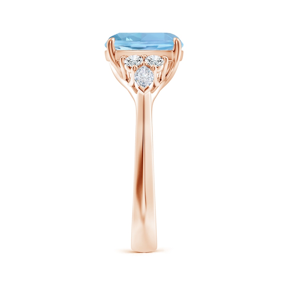 9mm AAAA Cushion Aquamarine Side Stone Engagement Ring with Diamonds in Rose Gold side 299