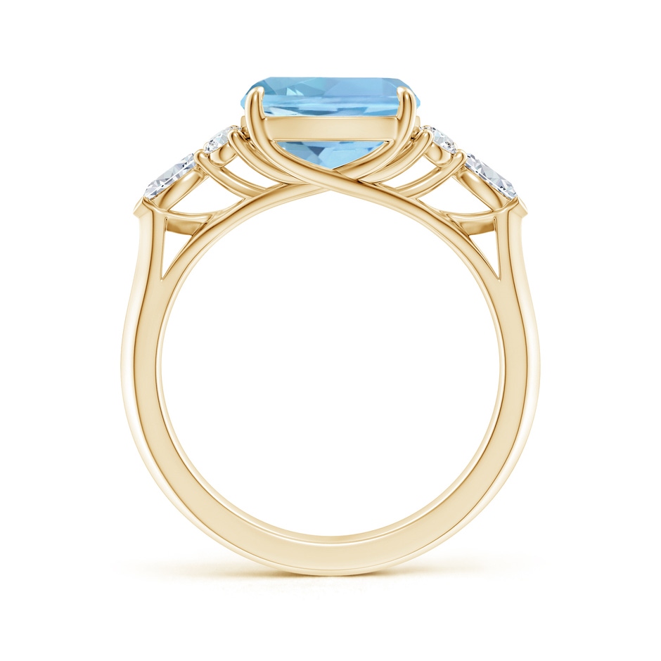 9mm AAAA Cushion Aquamarine Side Stone Engagement Ring with Diamonds in Yellow Gold side 199
