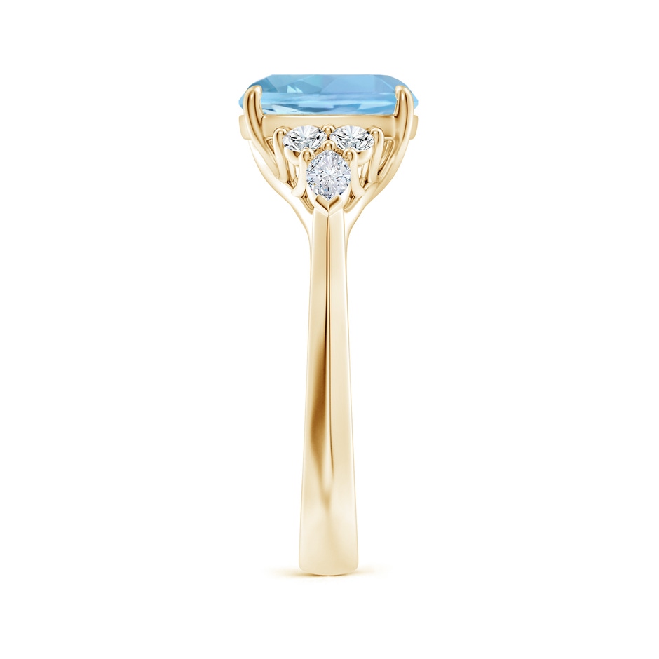 9mm AAAA Cushion Aquamarine Side Stone Engagement Ring with Diamonds in Yellow Gold side 299