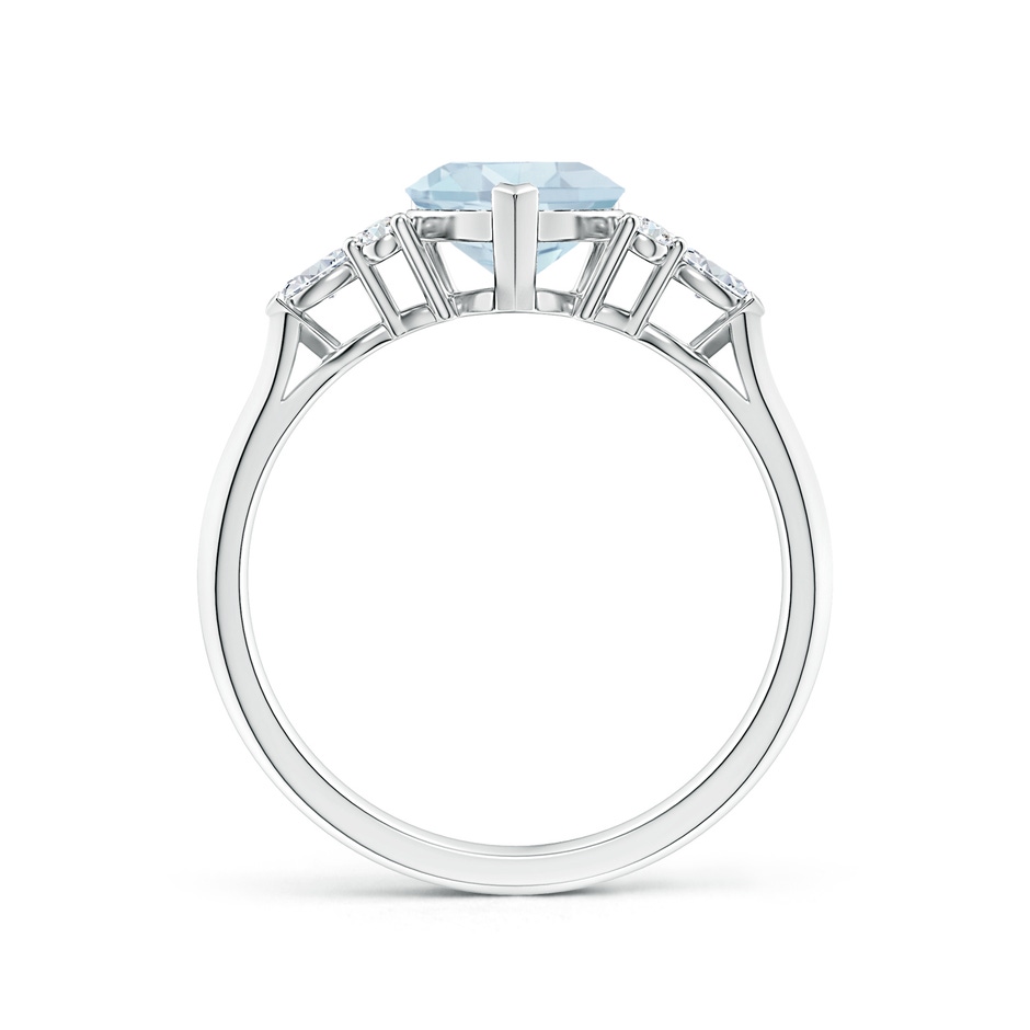 7mm A Heart-Shaped Aquamarine Side Stone Engagement Ring with Diamonds in S999 Silver side 199
