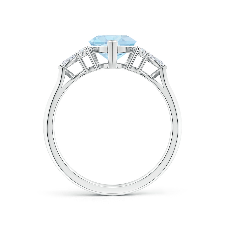 7mm AA Heart-Shaped Aquamarine Side Stone Engagement Ring with Diamonds in S999 Silver side 199