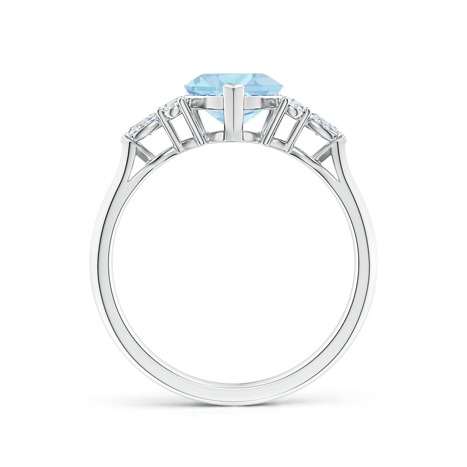 7mm AAA Heart-Shaped Aquamarine Side Stone Engagement Ring with Diamonds in S999 Silver side 199