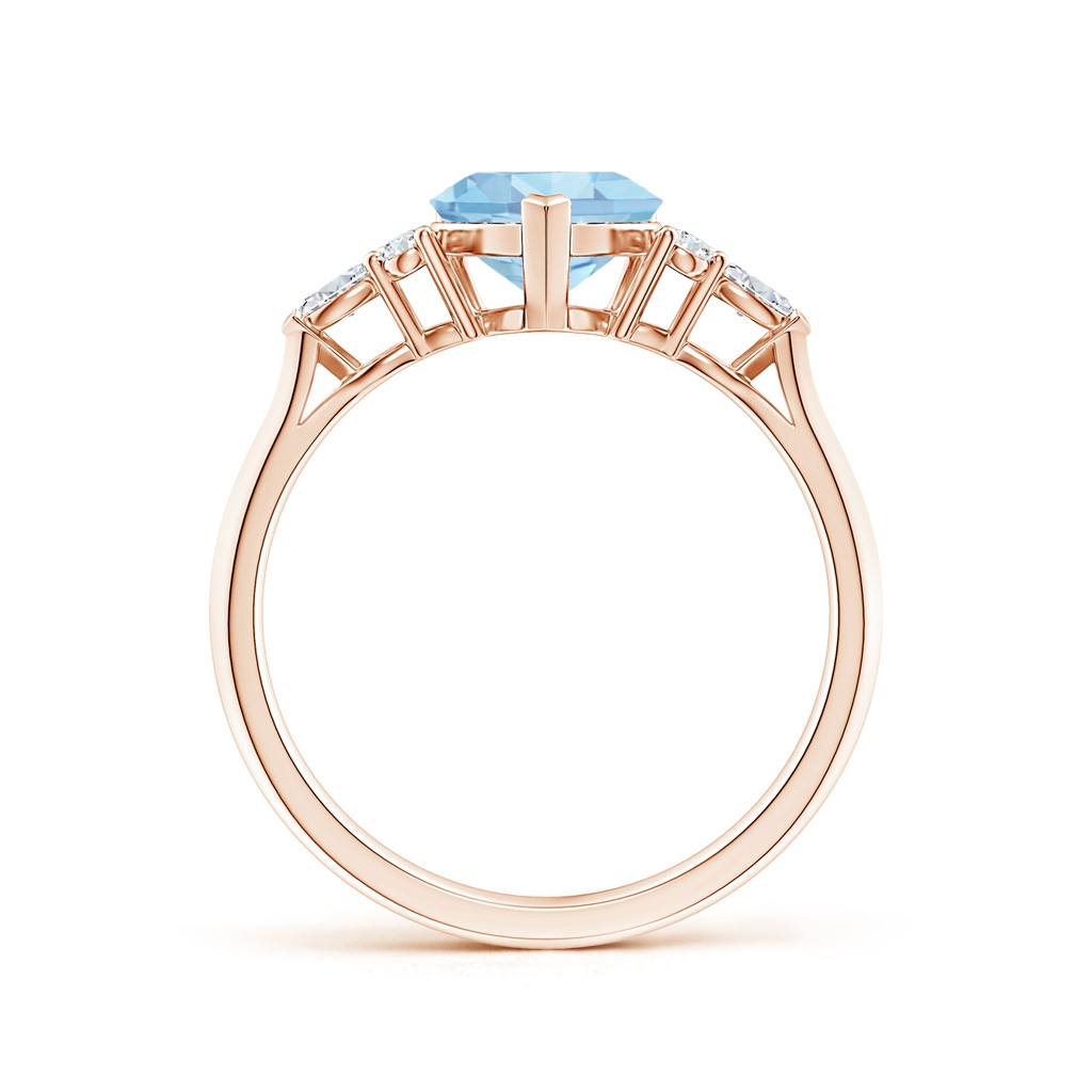 7mm AAAA Heart-Shaped Aquamarine Side Stone Engagement Ring with Diamonds in Rose Gold - side 199