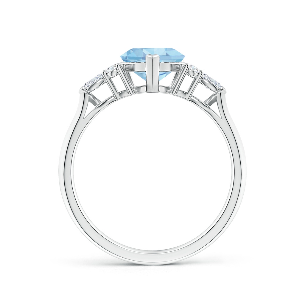 7mm AAAA Heart-Shaped Aquamarine Side Stone Engagement Ring with Diamonds in White Gold - side 199
