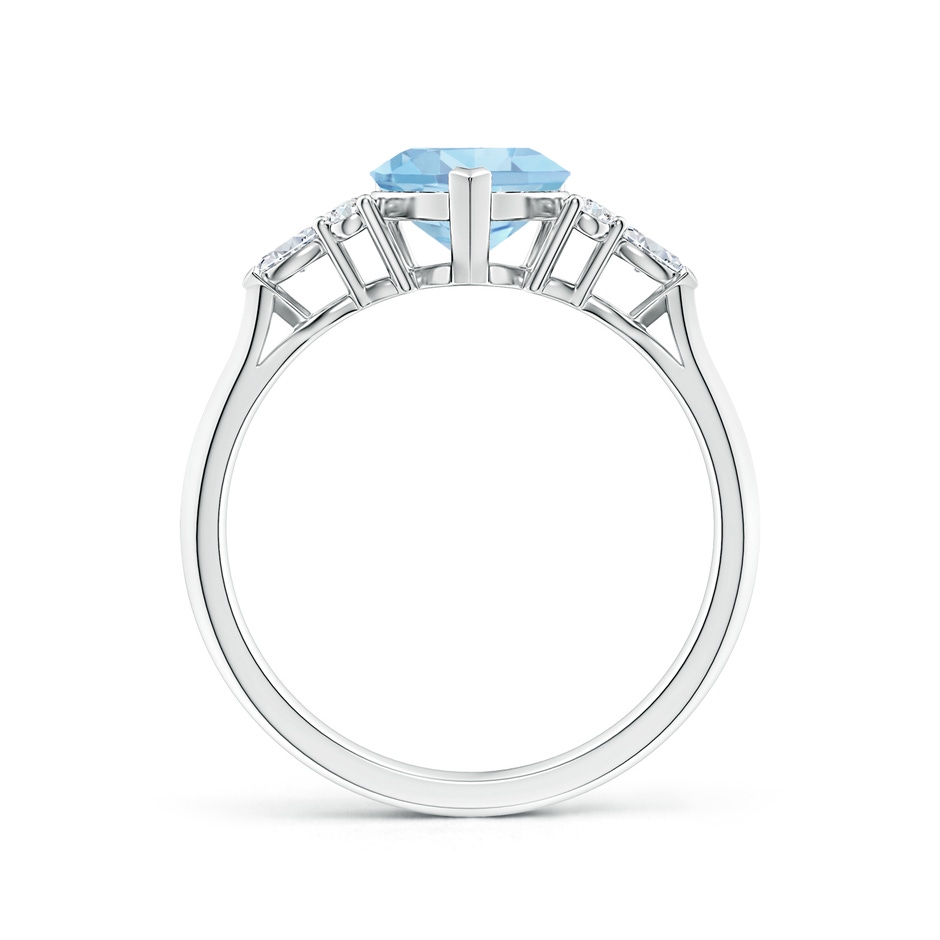 7mm AAAA Heart-Shaped Aquamarine Side Stone Engagement Ring with Diamonds in White Gold side 199