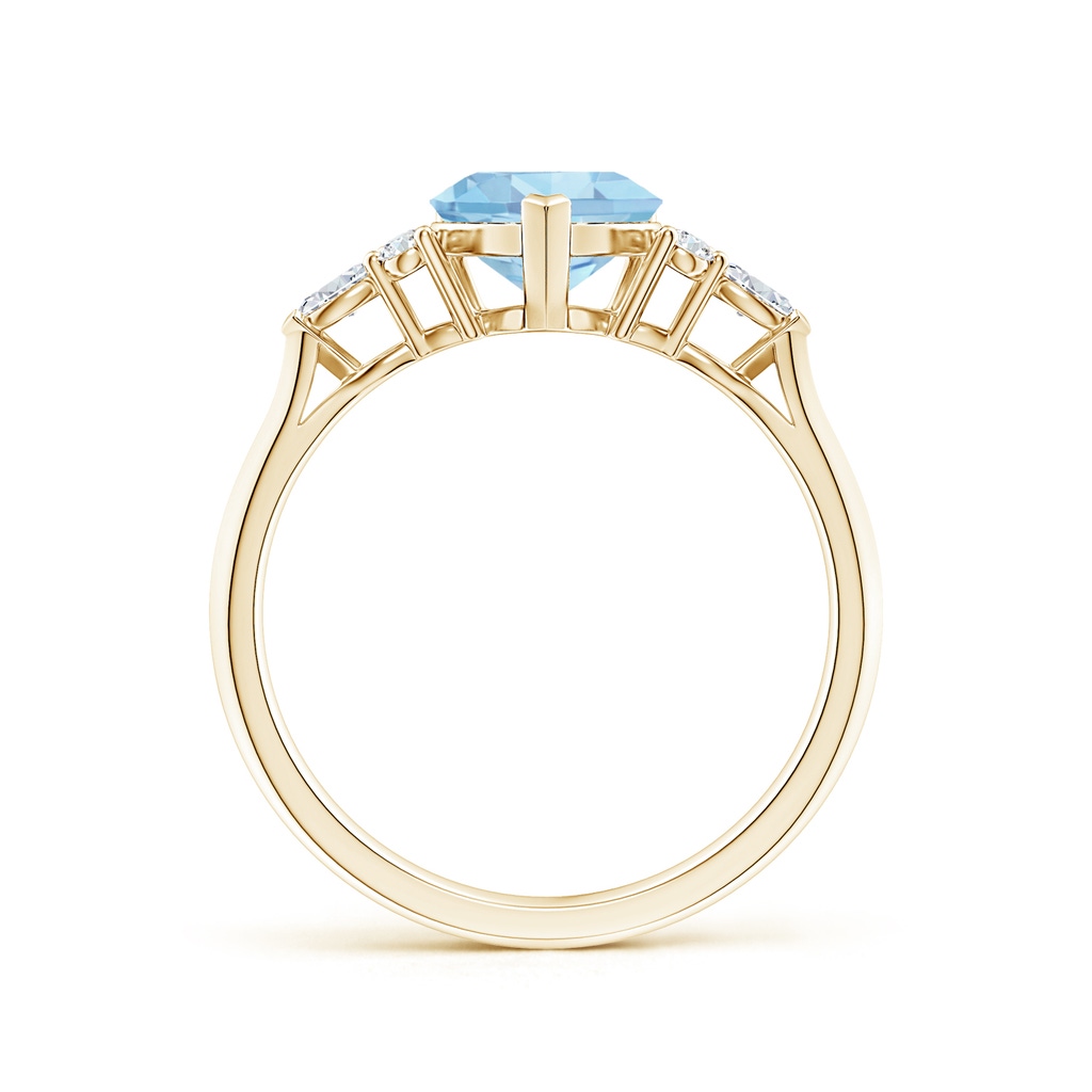 7mm AAAA Heart-Shaped Aquamarine Side Stone Engagement Ring with Diamonds in Yellow Gold - side 199