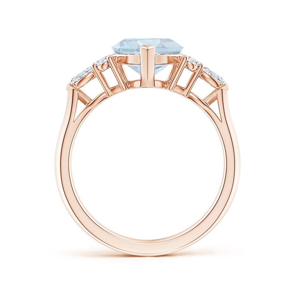 8mm A Heart-Shaped Aquamarine Side Stone Engagement Ring with Diamonds in Rose Gold side 199