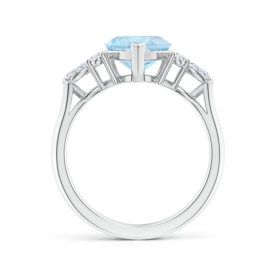 8mm AA Heart-Shaped Aquamarine Side Stone Engagement Ring with Diamonds in S999 Silver side 199
