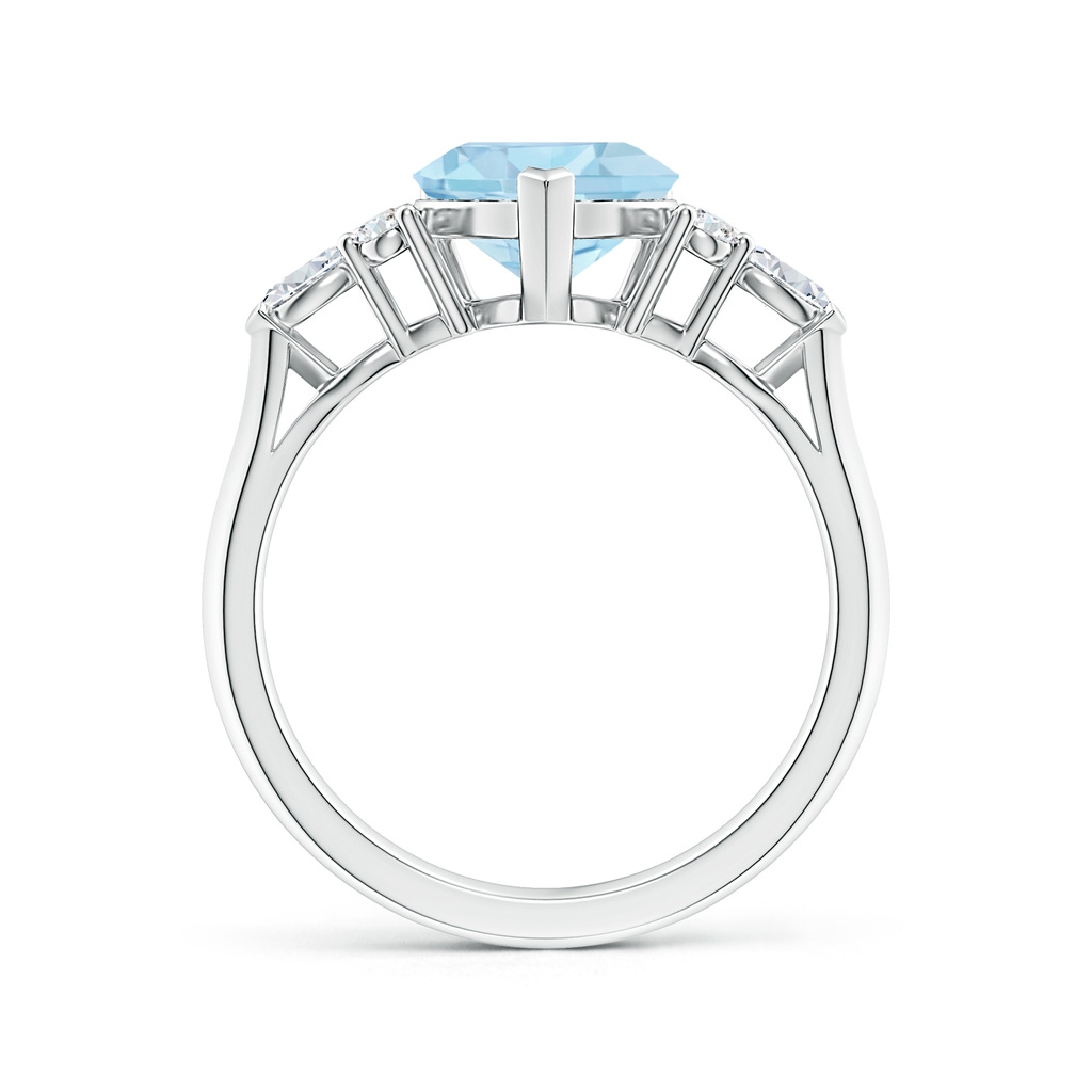 8mm AAA Heart-Shaped Aquamarine Side Stone Engagement Ring with Diamonds in P950 Platinum - side 199