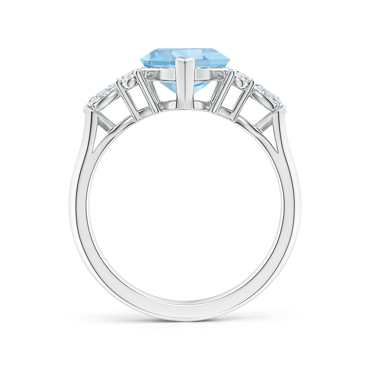 8mm AAAA Heart-Shaped Aquamarine Side Stone Engagement Ring with Diamonds in P950 Platinum