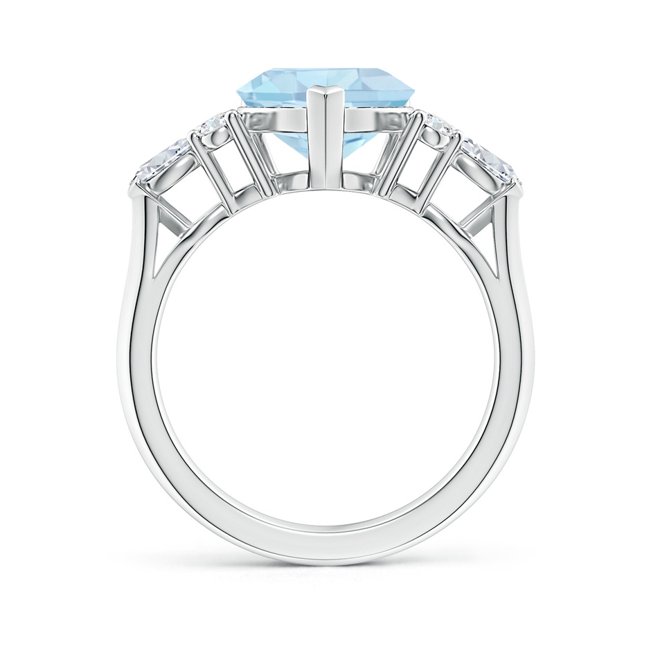 9mm AA Heart-Shaped Aquamarine Side Stone Engagement Ring with Diamonds in S999 Silver side 199