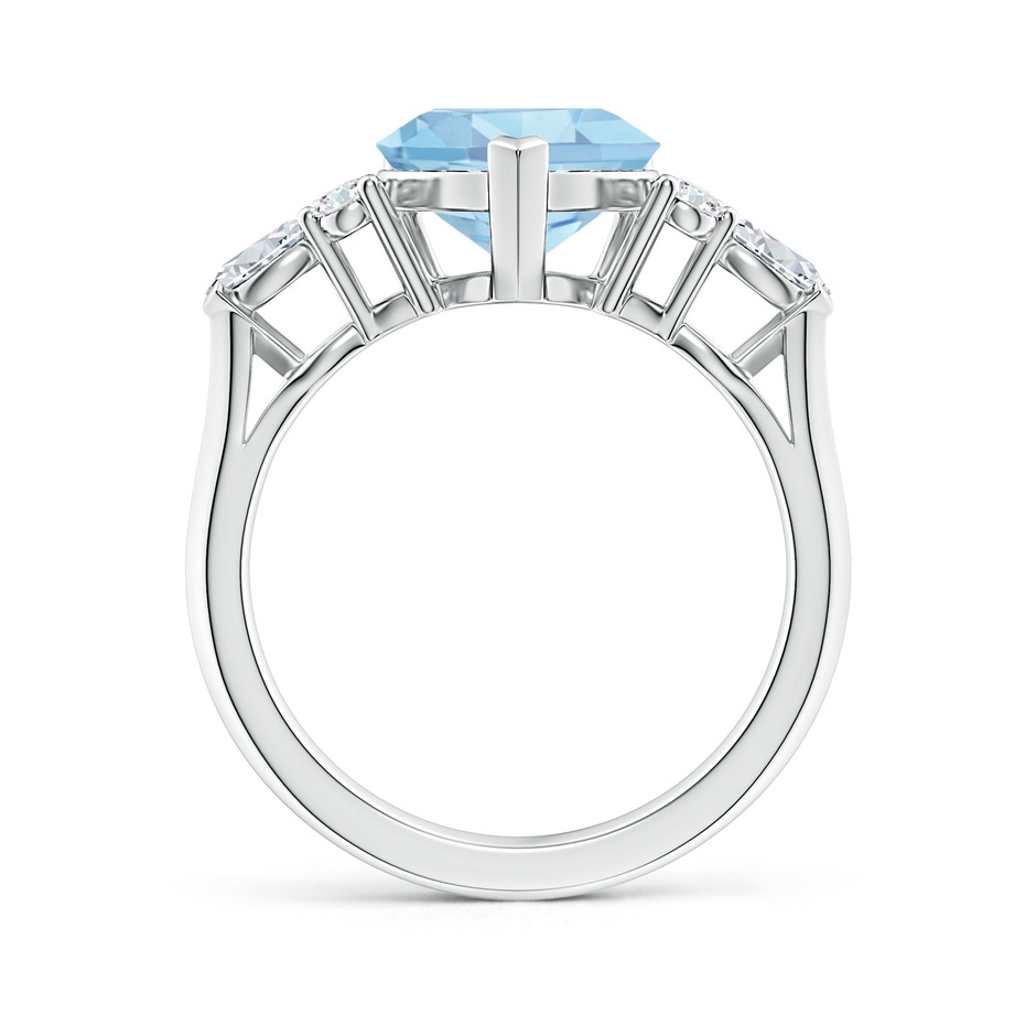 9mm AAAA Heart-Shaped Aquamarine Side Stone Engagement Ring with Diamonds in P950 Platinum side 199