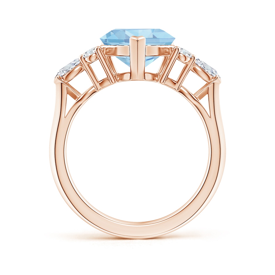 9mm AAAA Heart-Shaped Aquamarine Side Stone Engagement Ring with Diamonds in Rose Gold side 199
