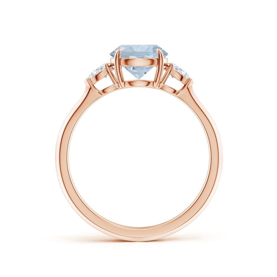 7mm A Round Aquamarine and Pear Diamond Three Stone Engagement Ring in Rose Gold side 199