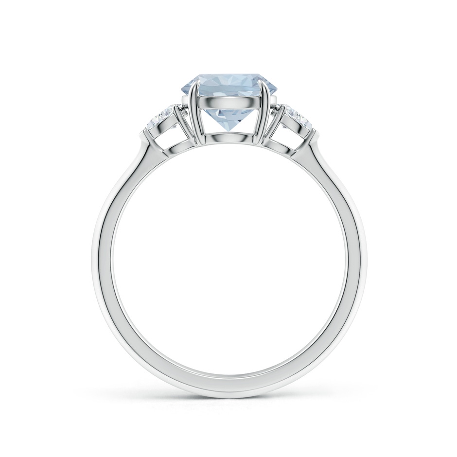 7mm A Round Aquamarine and Pear Diamond Three Stone Engagement Ring in White Gold side 199