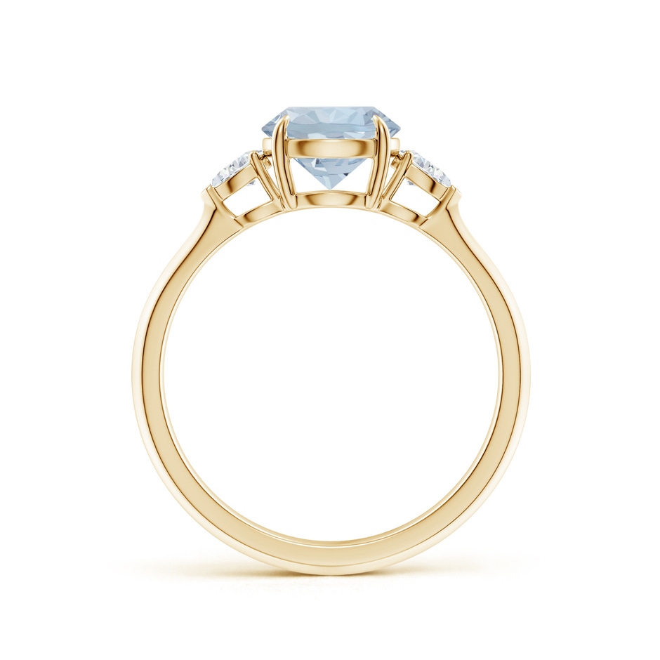 7mm A Round Aquamarine and Pear Diamond Three Stone Engagement Ring in Yellow Gold side 199