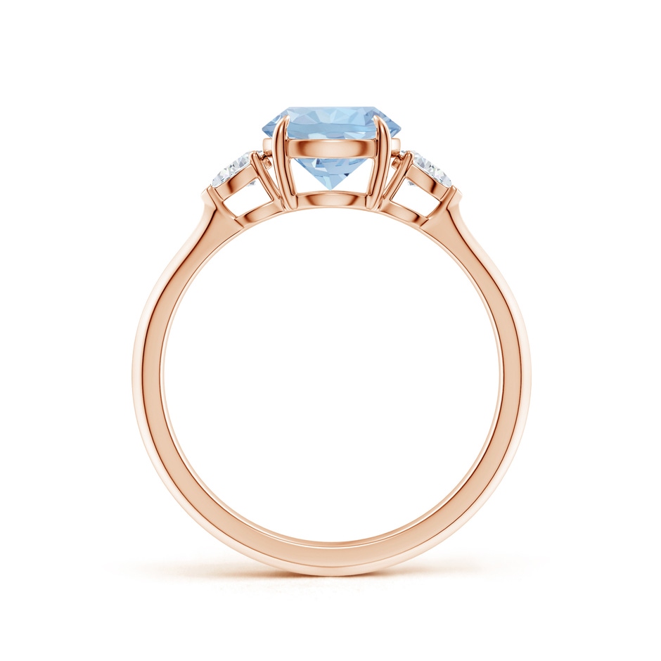 7mm AA Round Aquamarine and Pear Diamond Three Stone Engagement Ring in Rose Gold side 199