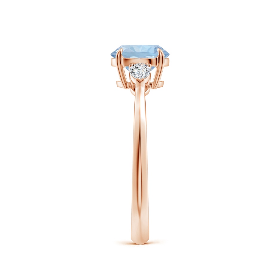 7mm AA Round Aquamarine and Pear Diamond Three Stone Engagement Ring in Rose Gold side 299