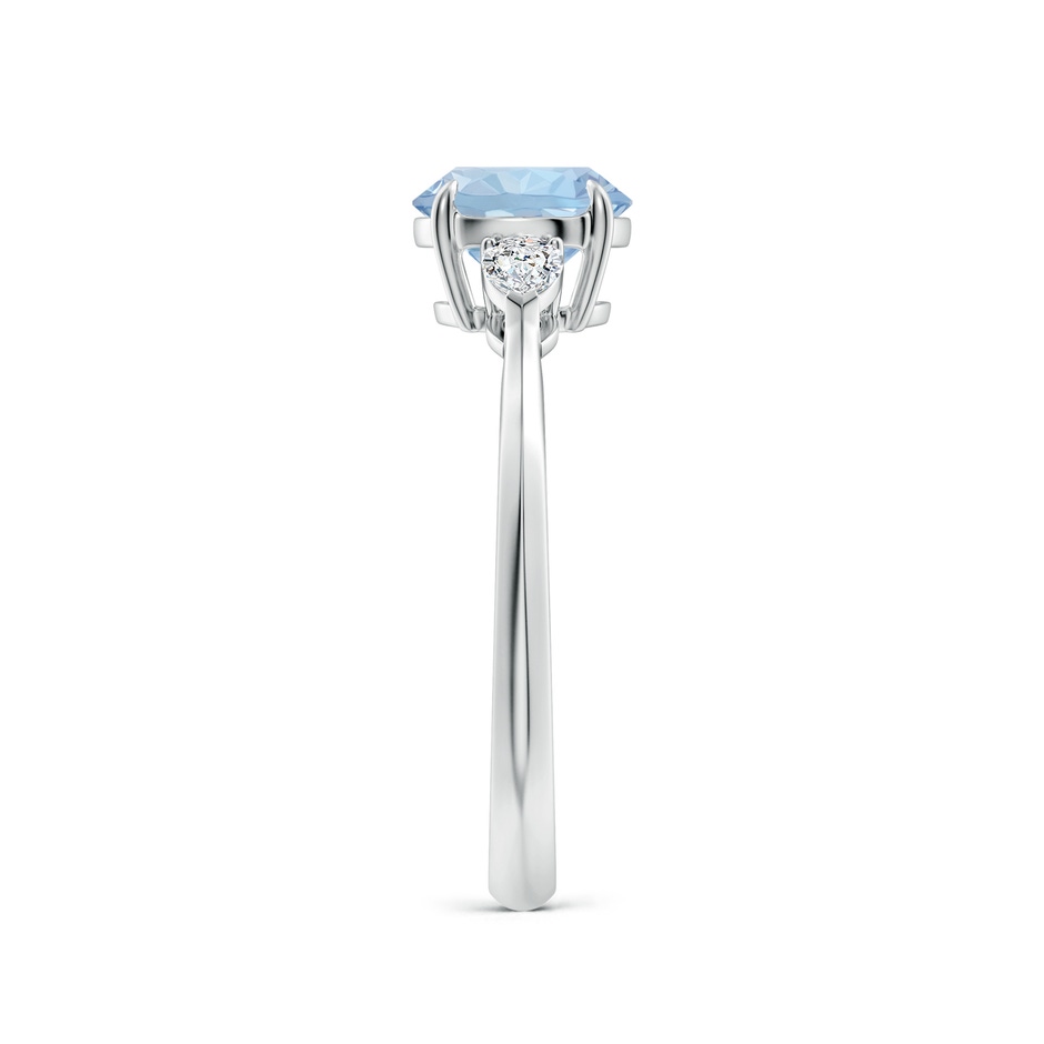 7mm AA Round Aquamarine and Pear Diamond Three Stone Engagement Ring in White Gold side 299