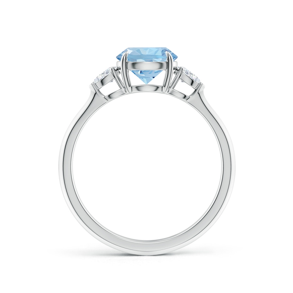 7mm AAA Round Aquamarine and Pear Diamond Three Stone Engagement Ring in S999 Silver side 199