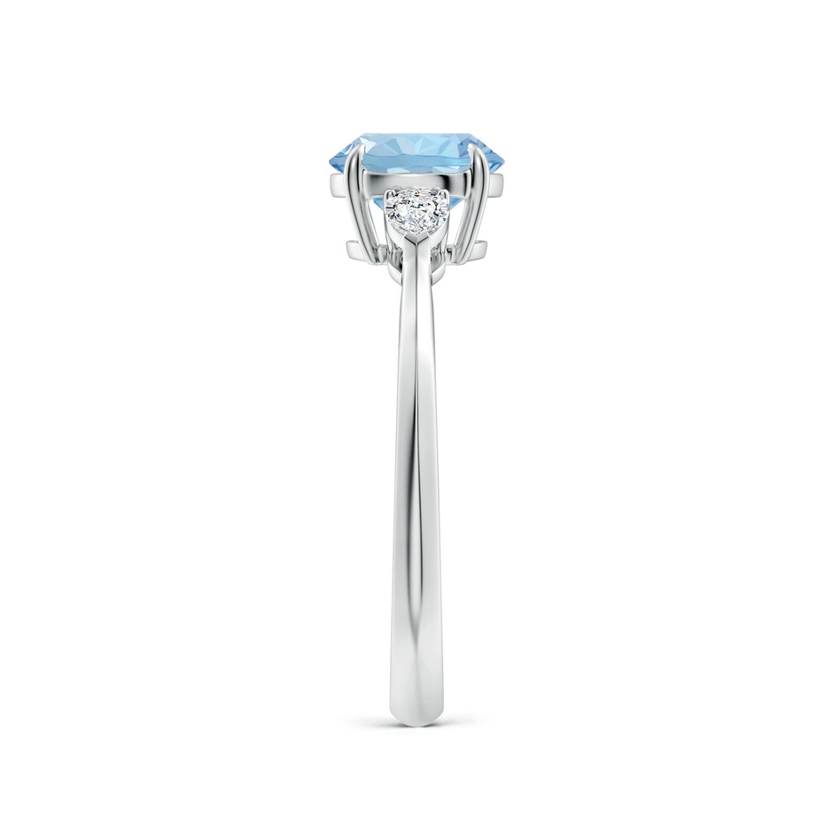 7mm AAA Round Aquamarine and Pear Diamond Three Stone Engagement Ring in S999 Silver side 299