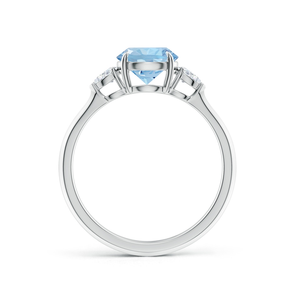 7mm AAA Round Aquamarine and Pear Diamond Three Stone Engagement Ring in White Gold side 199