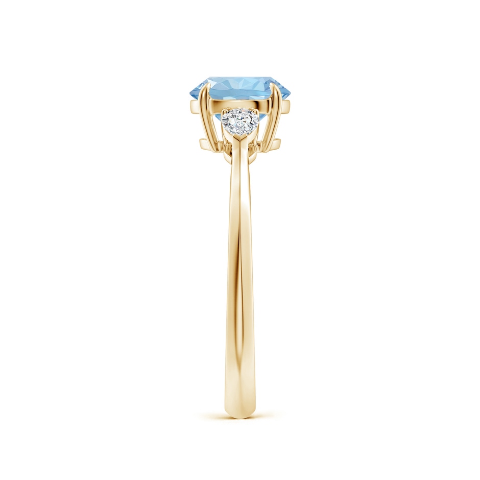 7mm AAA Round Aquamarine and Pear Diamond Three Stone Engagement Ring in Yellow Gold side 299