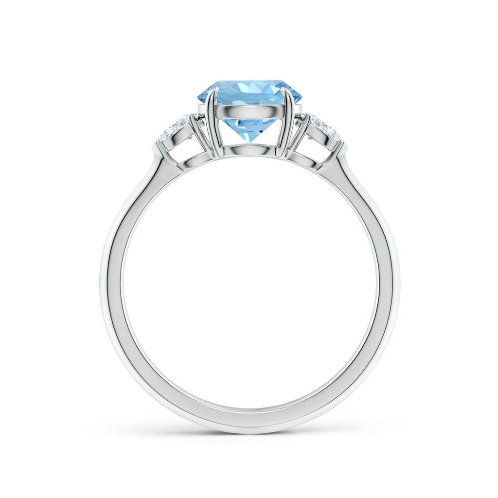 7mm AAAA Round Aquamarine and Pear Diamond Three Stone Engagement Ring in S999 Silver - side 199