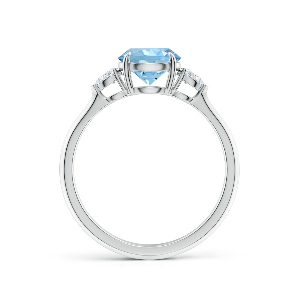 7mm AAAA Round Aquamarine and Pear Diamond Three Stone Engagement Ring in White Gold Side 199