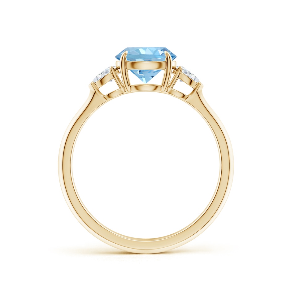 7mm AAAA Round Aquamarine and Pear Diamond Three Stone Engagement Ring in Yellow Gold side 199