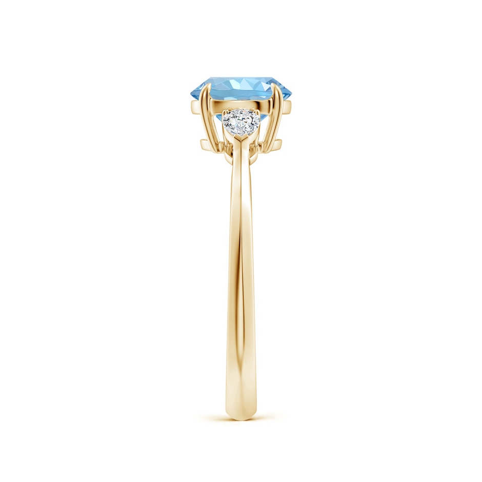 7mm AAAA Round Aquamarine and Pear Diamond Three Stone Engagement Ring in Yellow Gold side 299