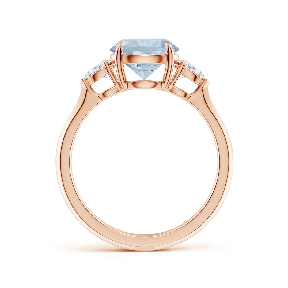 8mm A Round Aquamarine and Pear Diamond Three Stone Engagement Ring in Rose Gold side 199