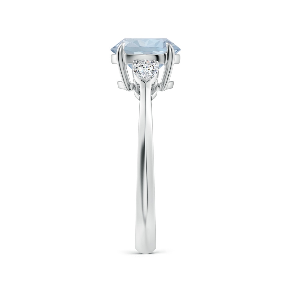 8mm A Round Aquamarine and Pear Diamond Three Stone Engagement Ring in White Gold side 299