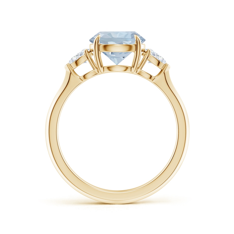 8mm A Round Aquamarine and Pear Diamond Three Stone Engagement Ring in Yellow Gold side 199
