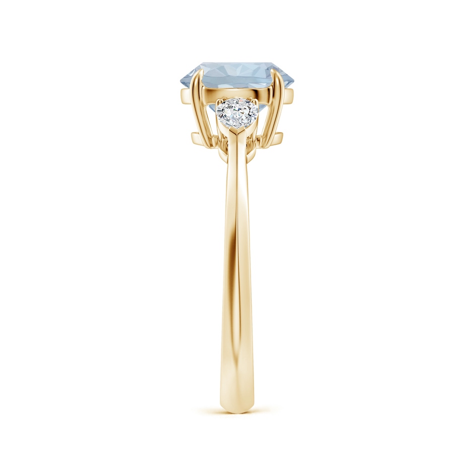 8mm A Round Aquamarine and Pear Diamond Three Stone Engagement Ring in Yellow Gold side 299