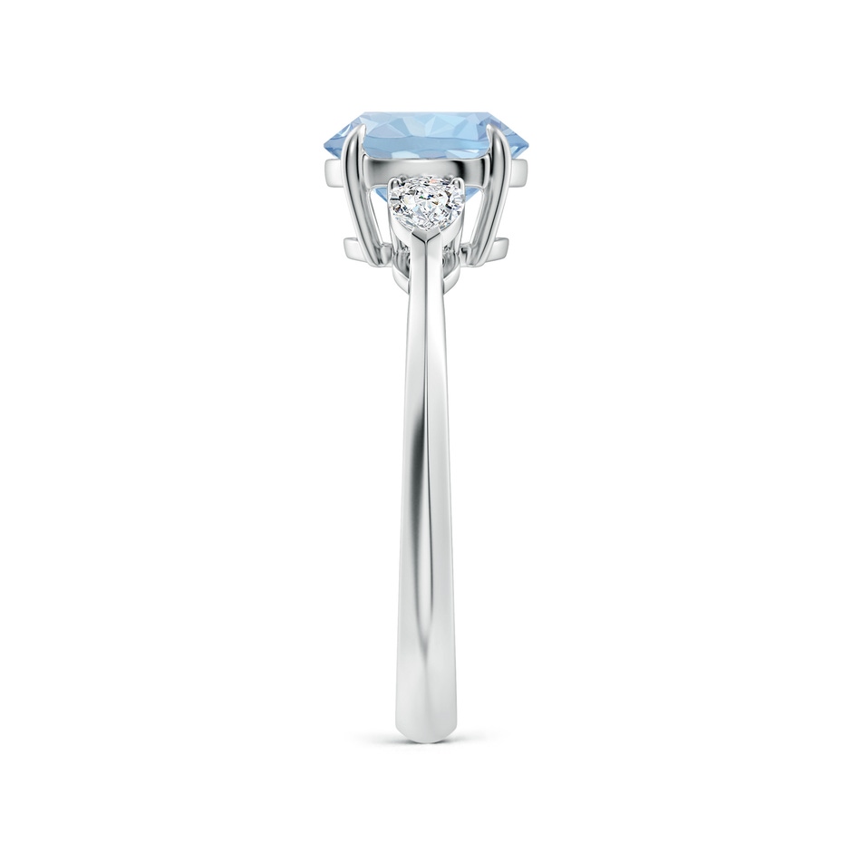 8mm AA Round Aquamarine and Pear Diamond Three Stone Engagement Ring in White Gold side 299