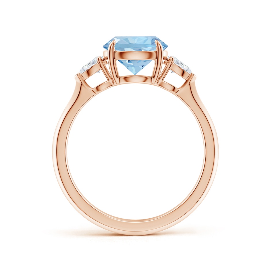 8mm AAA Round Aquamarine and Pear Diamond Three Stone Engagement Ring in Rose Gold side 199
