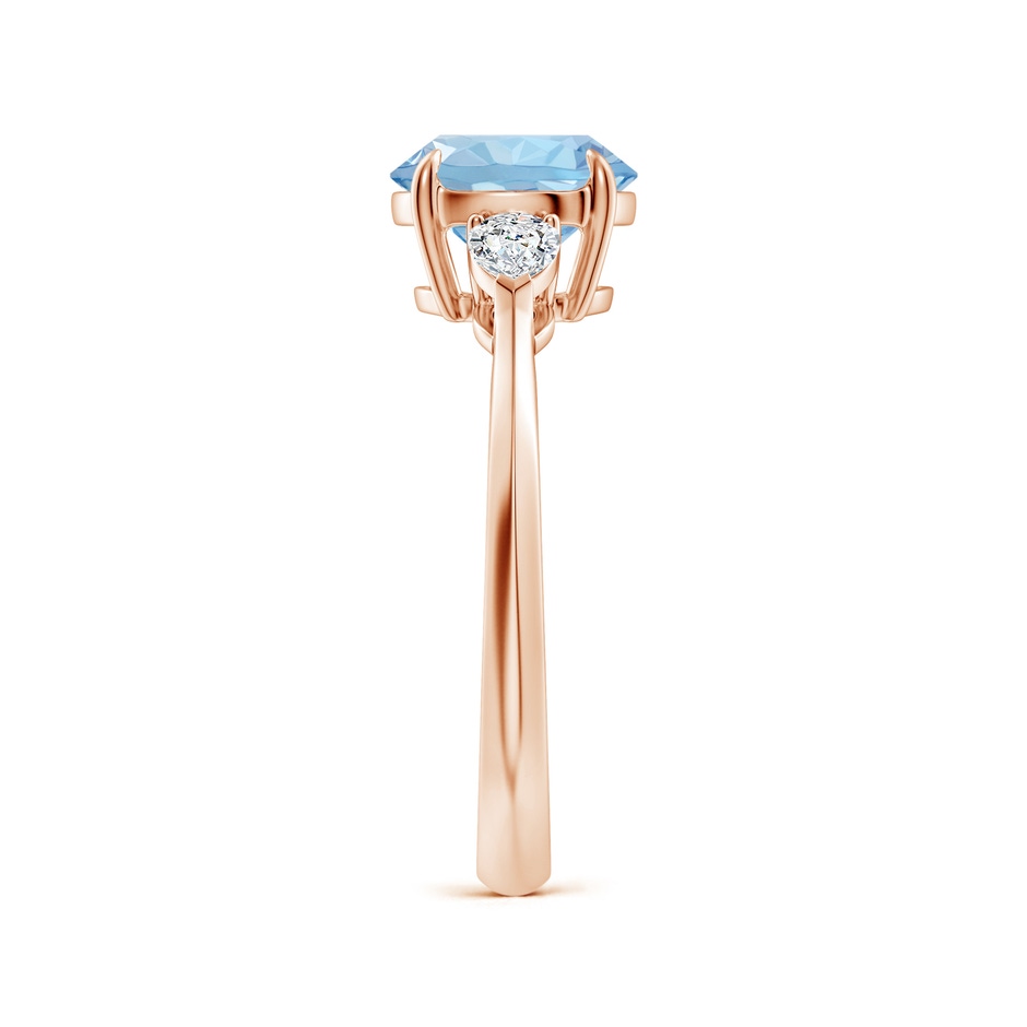 8mm AAA Round Aquamarine and Pear Diamond Three Stone Engagement Ring in Rose Gold side 299