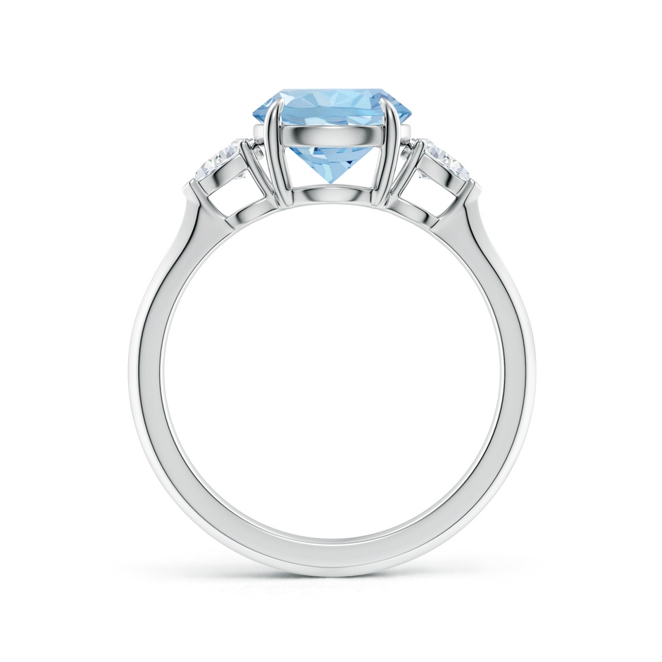 8mm AAA Round Aquamarine and Pear Diamond Three Stone Engagement Ring in White Gold side 199