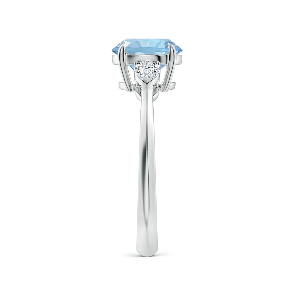 8mm AAA Round Aquamarine and Pear Diamond Three Stone Engagement Ring in White Gold side 299