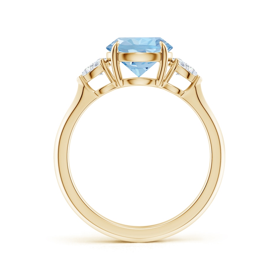 8mm AAA Round Aquamarine and Pear Diamond Three Stone Engagement Ring in Yellow Gold side 199