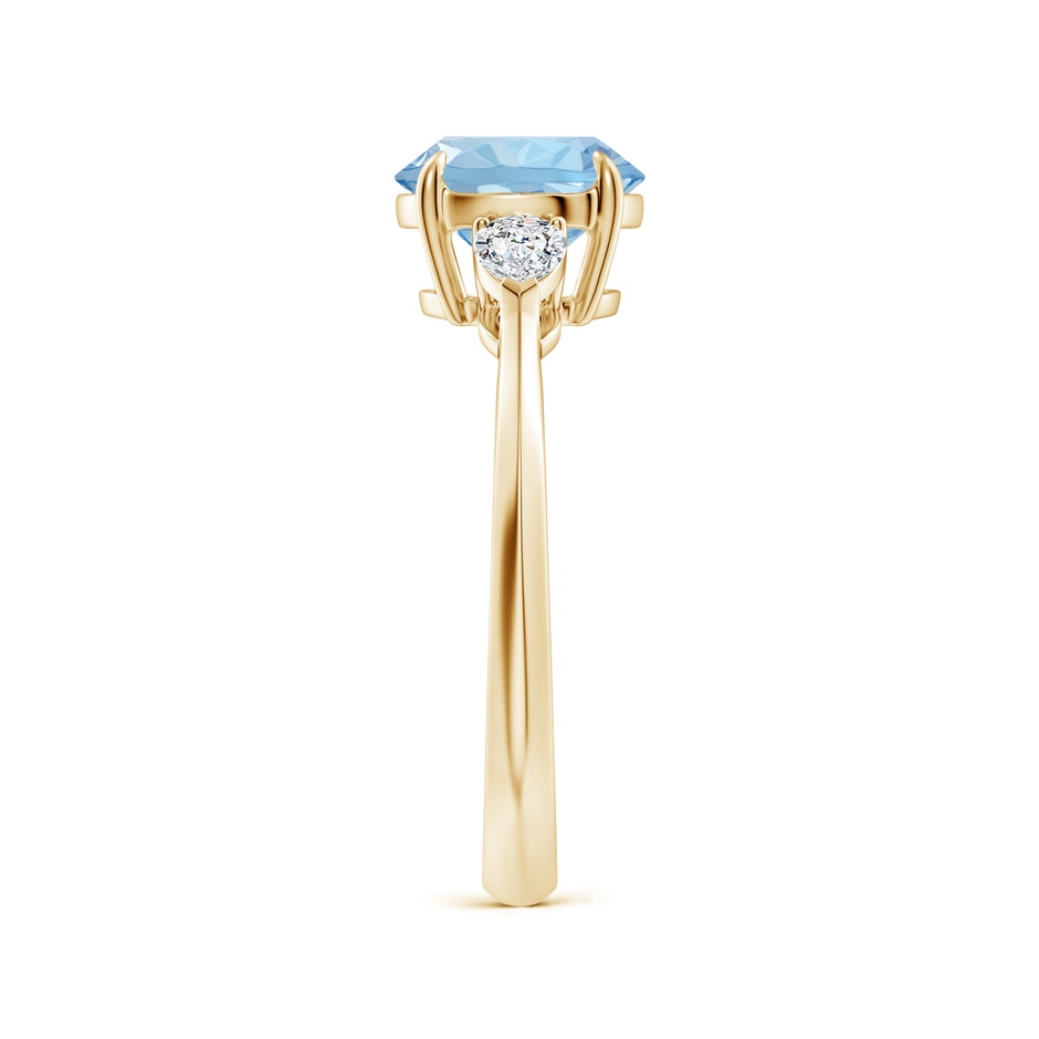 8mm AAA Round Aquamarine and Pear Diamond Three Stone Engagement Ring in Yellow Gold side 299
