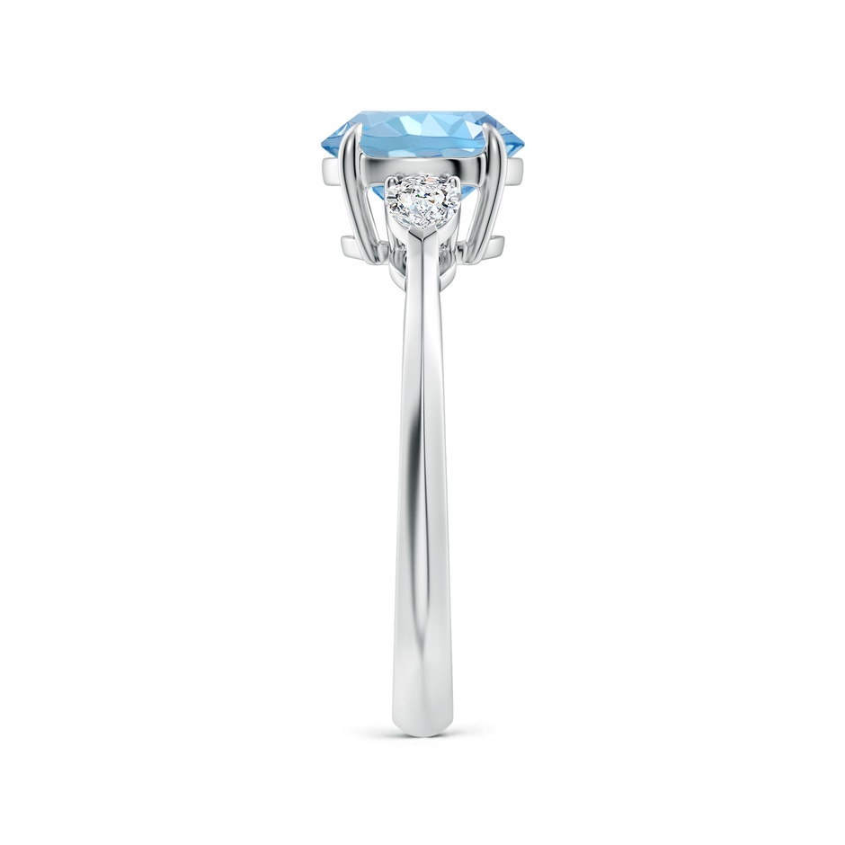 8mm AAAA Round Aquamarine and Pear Diamond Three Stone Engagement Ring in P950 Platinum side 299