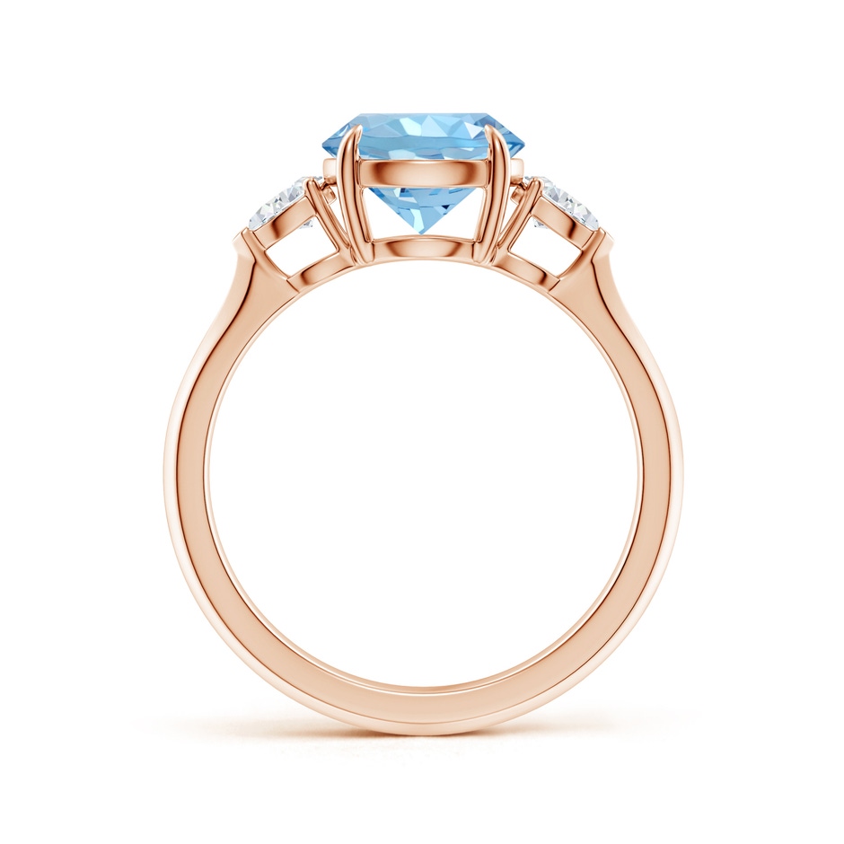 8mm AAAA Round Aquamarine and Pear Diamond Three Stone Engagement Ring in Rose Gold side 199